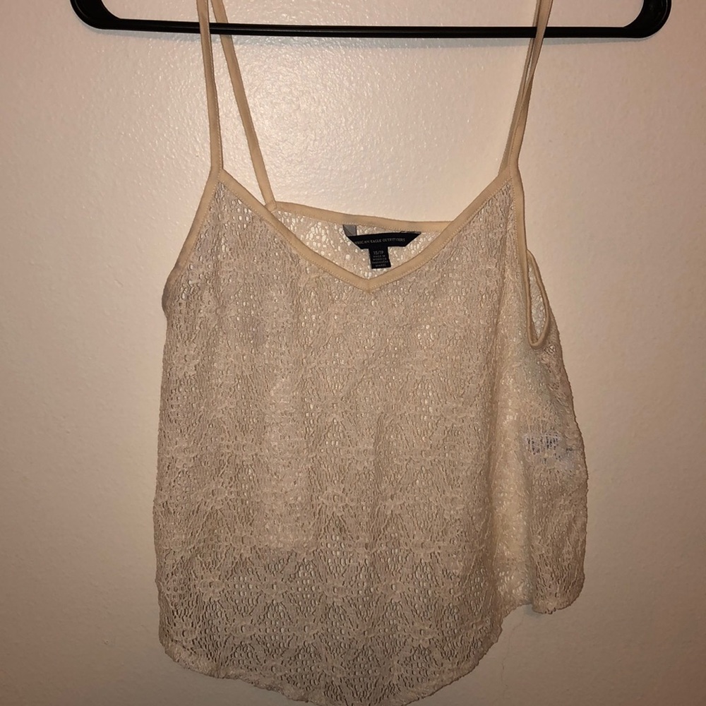 Off-White Lace Crop Top/Beach Cover